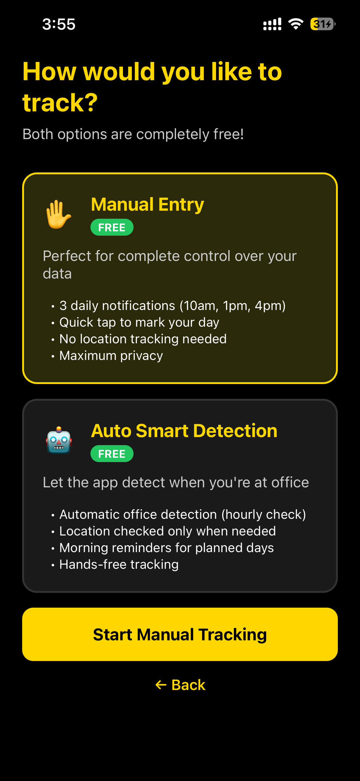 Tracking Mode Selection